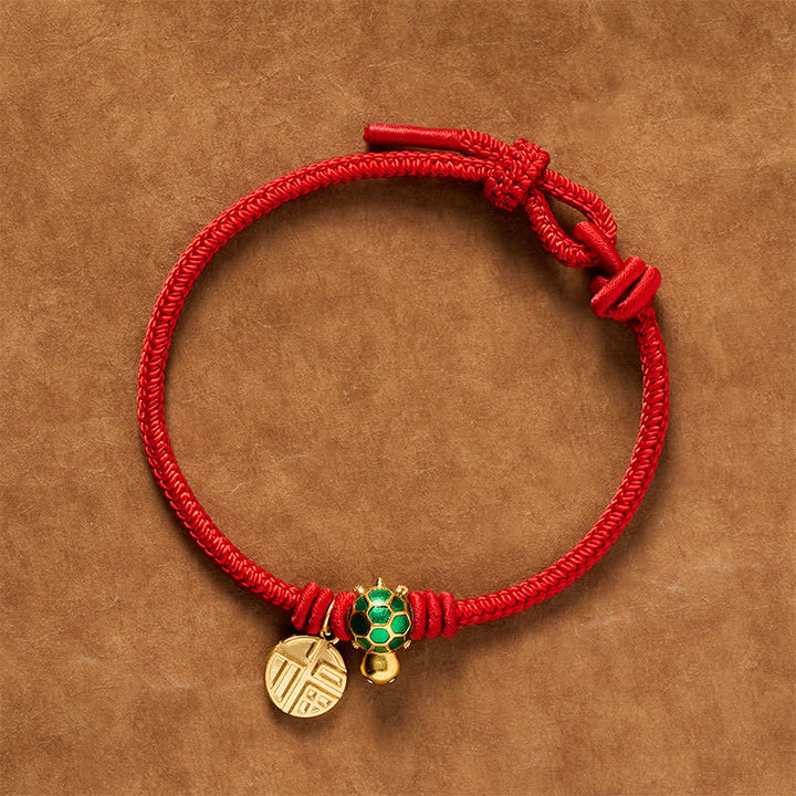 Buddha Stones Fu Character Turtle Red String Fortune Bracelet - Red - 6.7–7.5 in/17–19 cm - Round Fu Character - image 14
