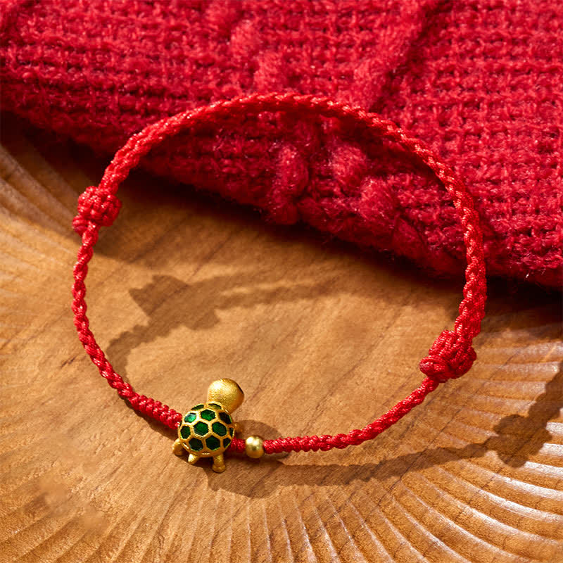 Buddha Stones Handmade Turtle Luck Braided Red String Bracelet - image 4