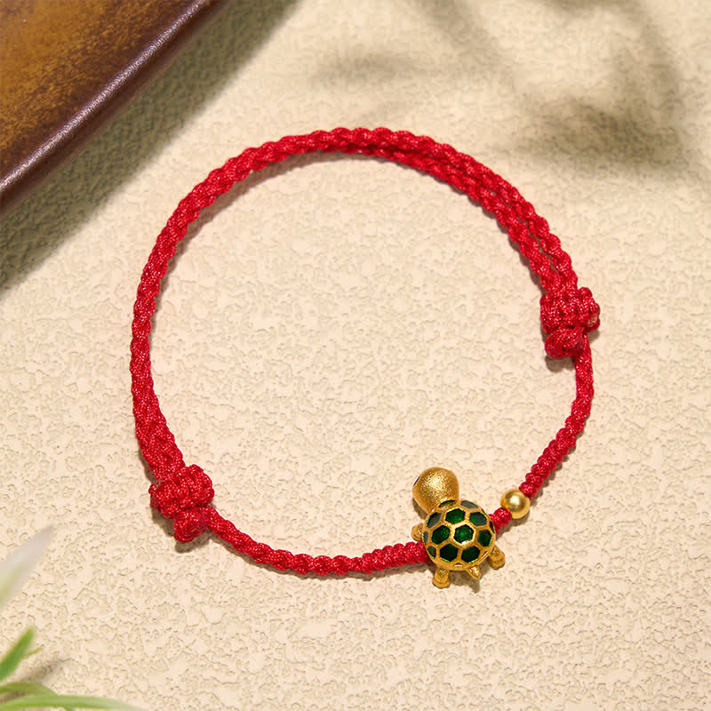 Buddha Stones Handmade Turtle Luck Braided Red String Bracelet - image 1