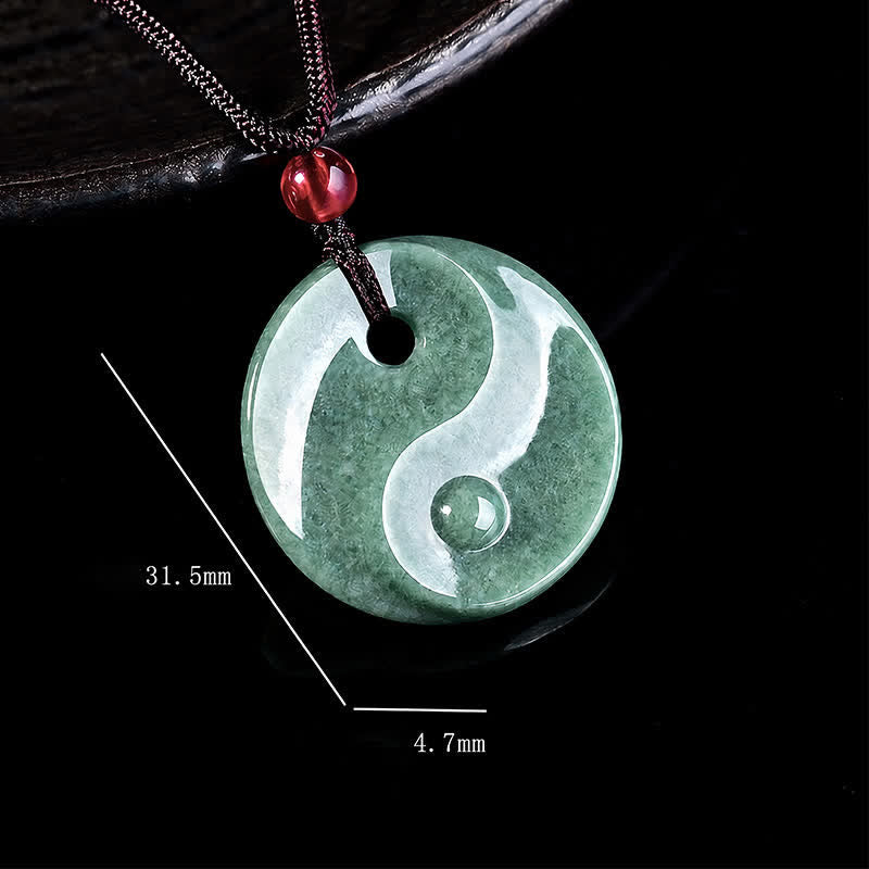 Buddha Stones Green Jade Yin Yang Balance Braided Cord Necklace - image 7