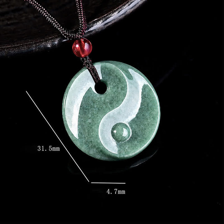 Buddha Stones Green Jade Yin Yang Balance Braided Cord Necklace - image 7