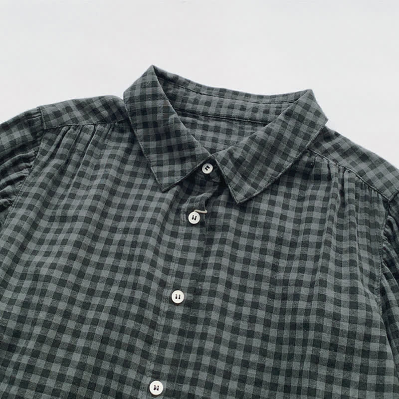 Buddha Stones Spring Fall Casual Vintage Button-Up Plaid Pattern Women's Long Sleeve Shirts - image 14