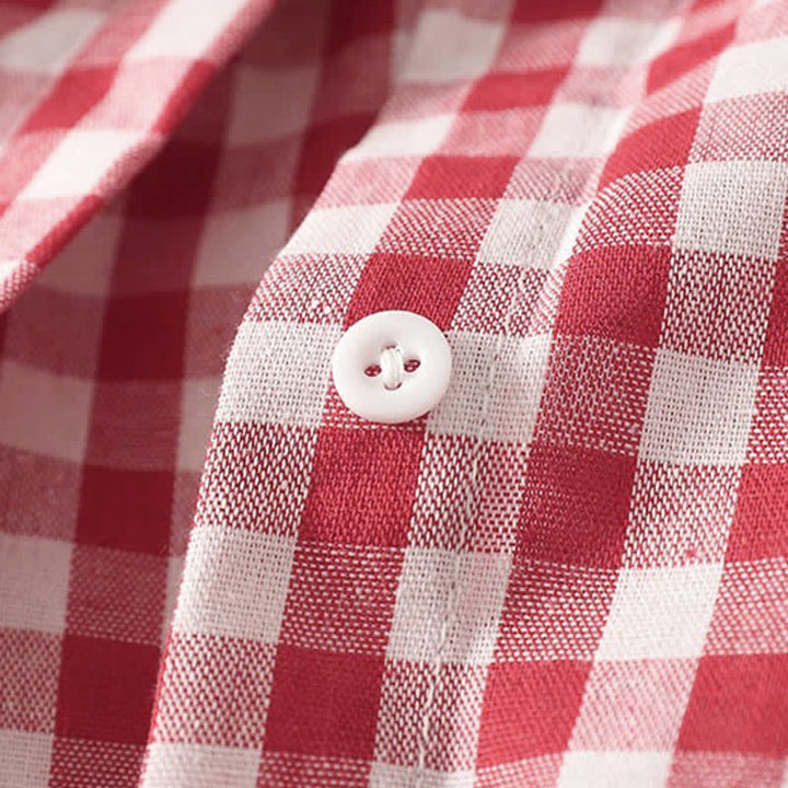 Buddha Stones Spring Casual Vintage Button-Up Gingham Women's Long Sleeve Dress With Pockets - image 4