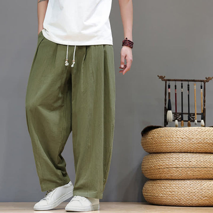 Buddha Stones Spring Summer Casual Minimalist Drawstring Solid Ankle Pants Men's Straight Leg Pants With Pocket - image 2