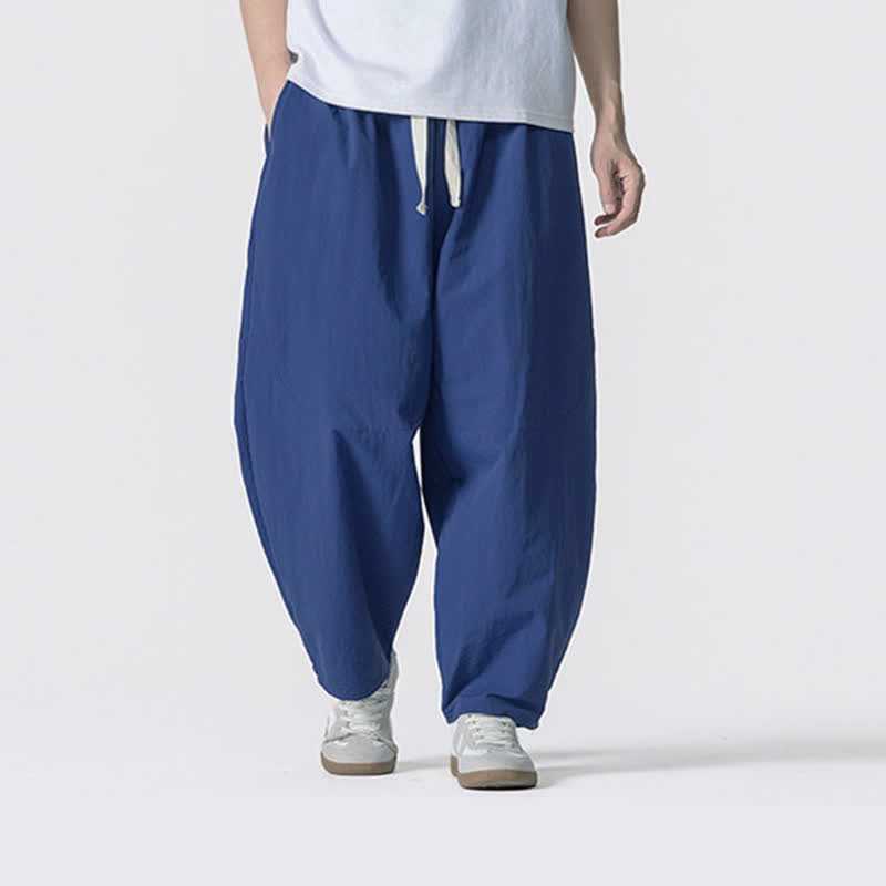 Buddha Stones Spring Summer Casual Minimalist Drawstring Solid Cropped Pants Men's Harem Pants With Pockets - MidnightBlue - US/UK/AU46, EU56 (5XL) - image 25