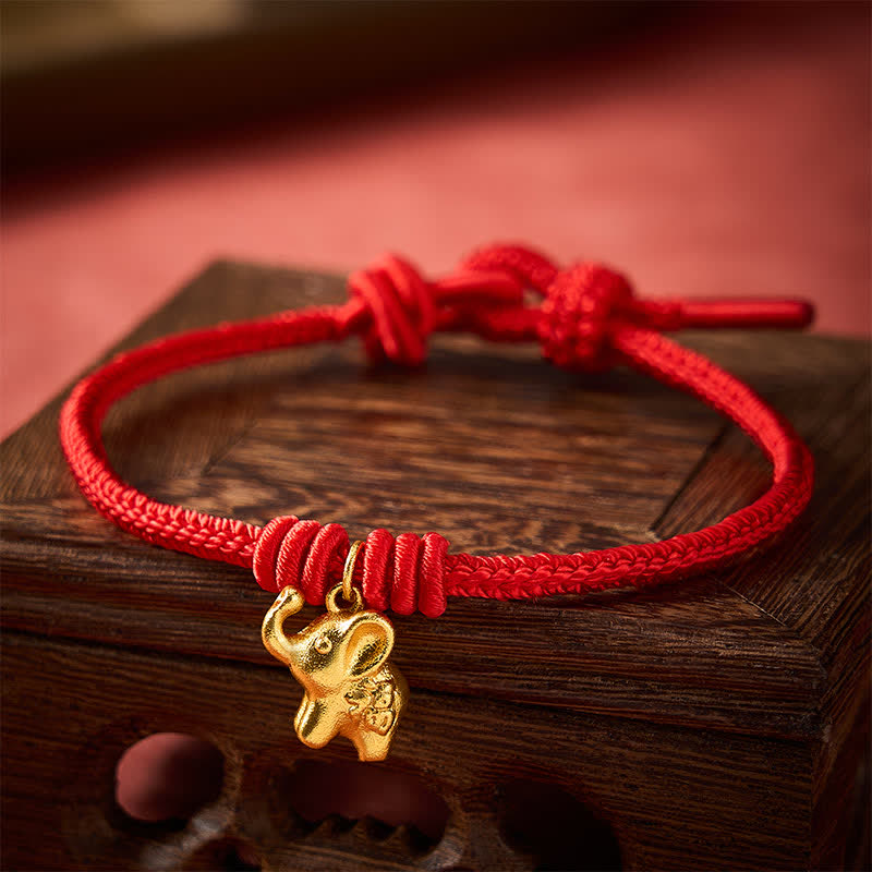 Buddha Stones Elephant Fu Character Red String Strength Braided Rope Bracelet - image 3