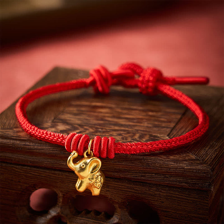 Buddha Stones Elephant Fu Character Red String Strength Braided Rope Bracelet - image 3