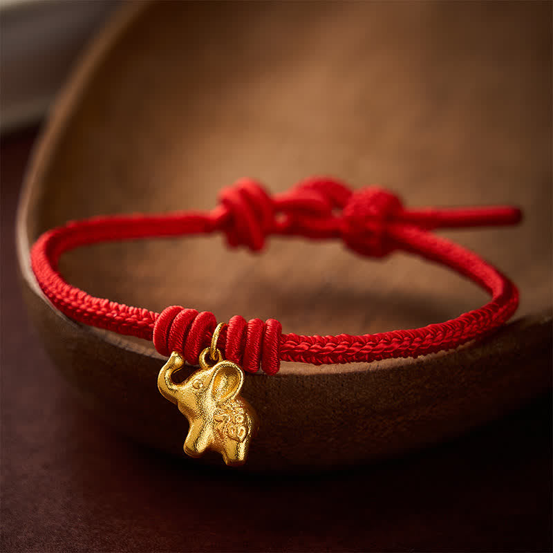 Buddha Stones Elephant Fu Character Red String Strength Braided Rope Bracelet - Red(Wrist Circumference 5.9–6.7 in /15–17 cm) - image 0