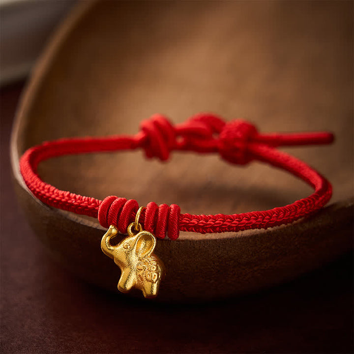 Buddha Stones Elephant Fu Character Red String Strength Braided Rope Bracelet - Red(Wrist Circumference 5.9–6.7 in /15–17 cm) - image 0