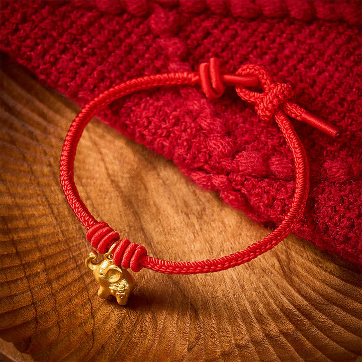 Buddha Stones Elephant Fu Character Red String Strength Braided Rope Bracelet - image 1
