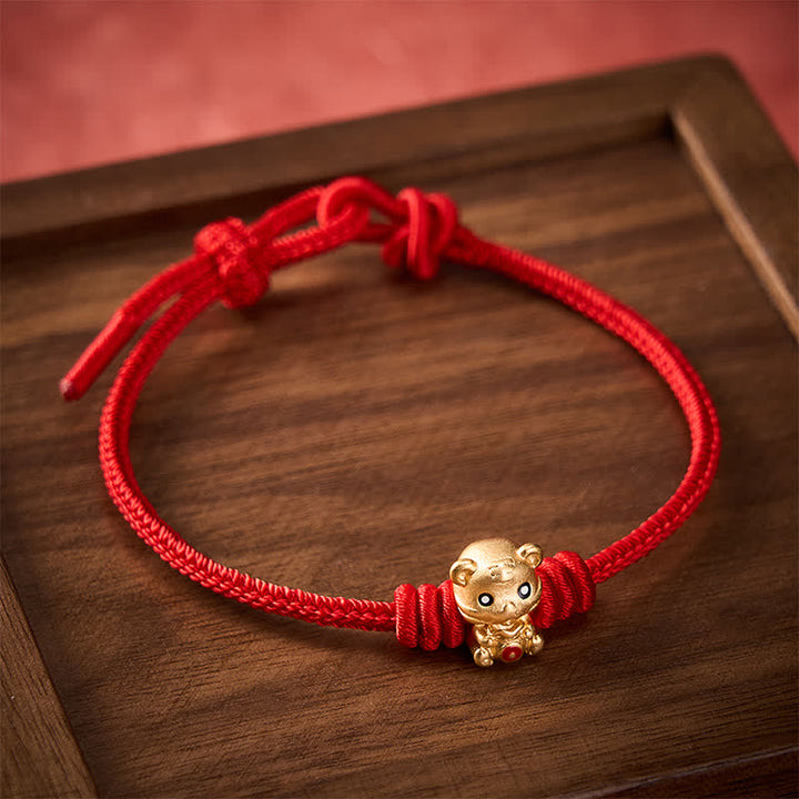 Buddha Stones Tiger Money Bag Red String Luck Braided Rope Bracelet - image 1