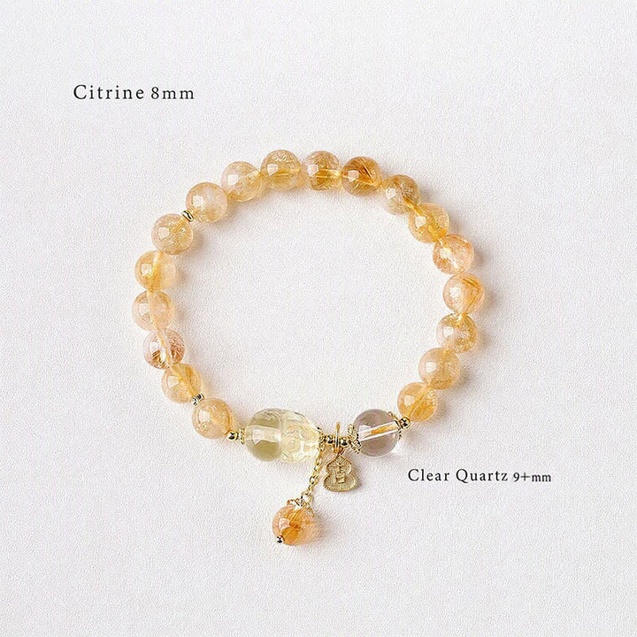 Buddha Stones Chinese Inspired Citrine Pi Xiu Luck And Abundance Gourd Pendant Bracelet - image 2