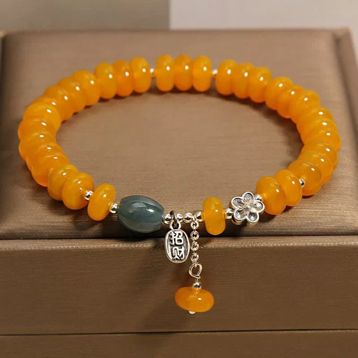 Buddha Stones Yellow Agate Green Agate Prosperity Charm Bracelet - image 1