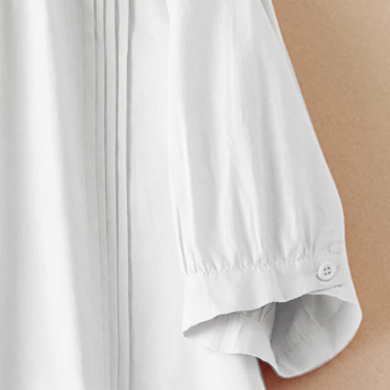 Buddha Stones Summer Classic Simple Button-Up Solid Women's Short Sleeve Shirts - image 17