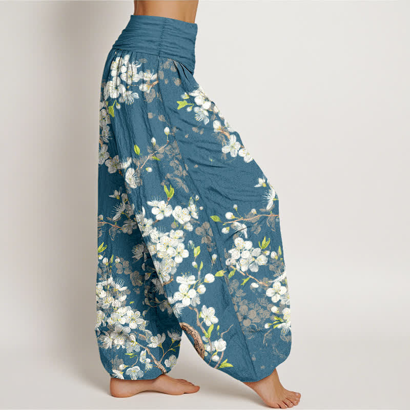 Buddha Stones Cotton Botanical Bloom Branch Pattern Women's Elastic Waist Harem Pants - image 6