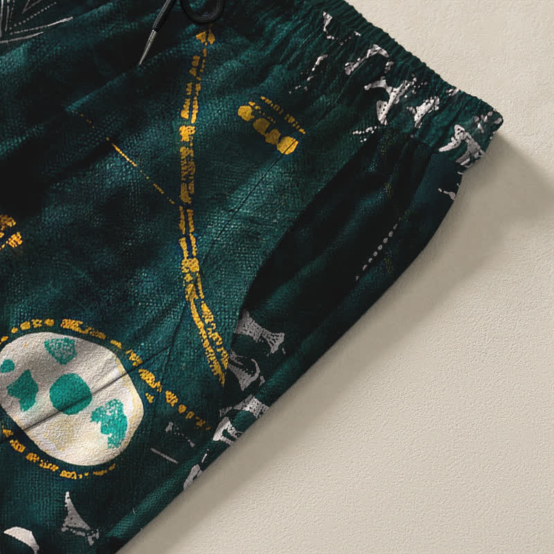 Buddha Stones Pure Cotton Boho Geometric Medallion Pattern Drawstring Men's Tapered Pants With Pockets - image 4