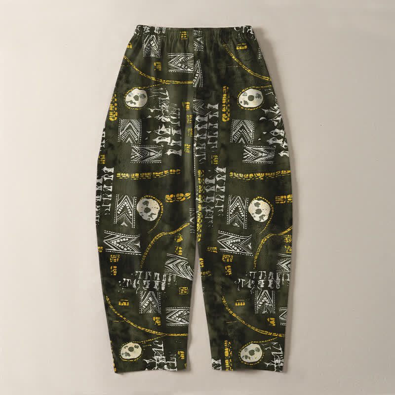 Buddha Stones Pure Cotton Boho Geometric Medallion Pattern Drawstring Men's Tapered Pants With Pockets - image 10