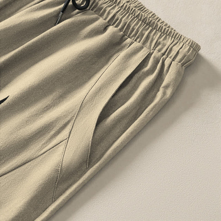 Buddha Stones Pure Cotton Tribal Sun Pattern Drawstring Men's Tapered Pants With Pockets - image 4