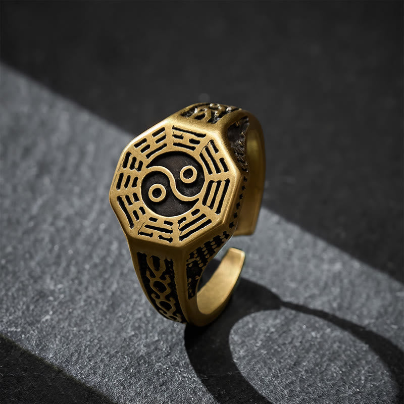 Buddha Stones Copper Yin Yang Bagua Balance Open Ring - Bagua(Balance ♥ Harmony) - image 0