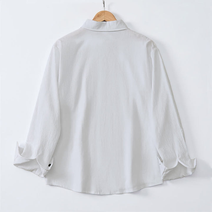 Buddha Stones Spring Minimalist Pintuck Button-Up Solid Men's Long Sleeve Shirts - image 1