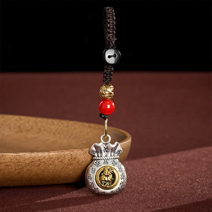 Buddha Stones Braided Chinese Zodiac Fu Character Fortune Keychains - Goat - image 21
