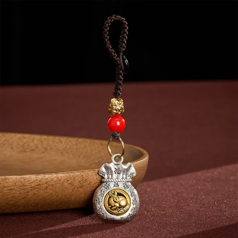 Buddha Stones Braided Chinese Zodiac Fu Character Fortune Keychains - Rabbit - image 15