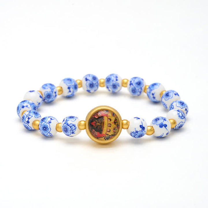 Buddha Stones Blue and White Porcelain Zakiram Wealth Beads Bracelet - image 7