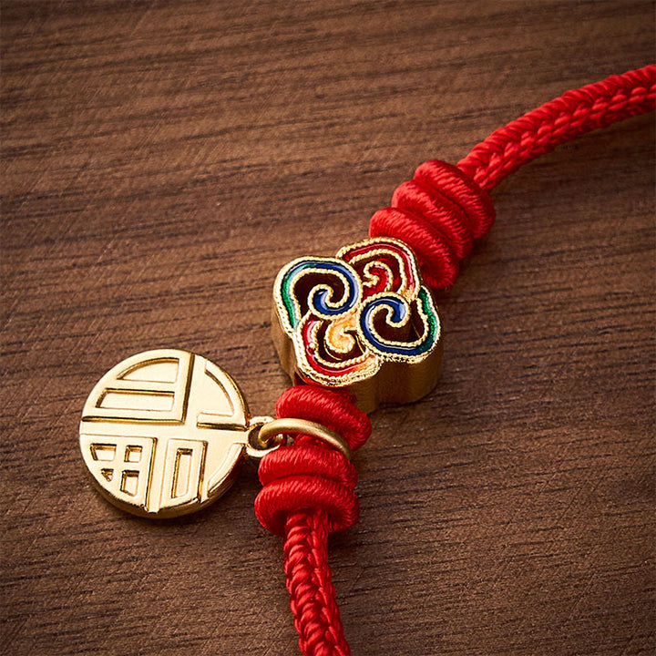 Buddha Stones Chinese Knotting Fu Character Copper Red String Hand-Woven Prosperity Bracelet - image 4