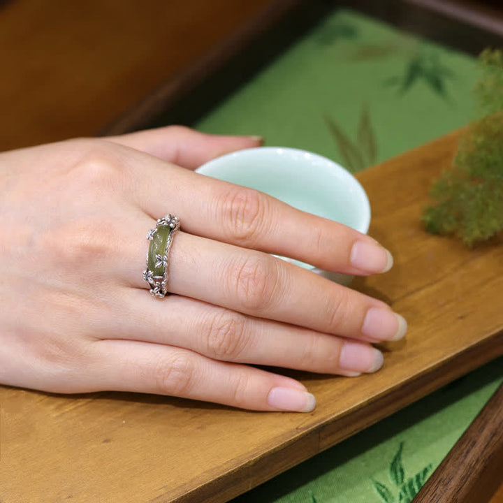 Buddha Stones Chinese Inspired Jade Butterfly Protection and Love Ring - image 4