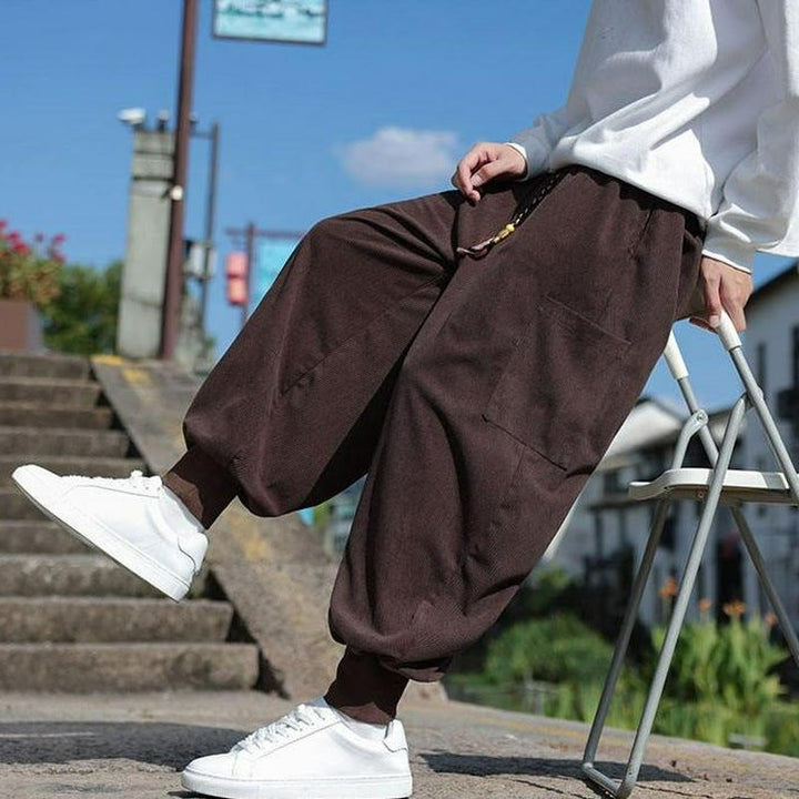 Buddha Stones Fall Winter Casual Drawstring Patch Pocket Solid Ankle Pants Men's Tapered Pants With Pocket - Sienna - US/UK/AU46，EU56 (5XL) - image 6