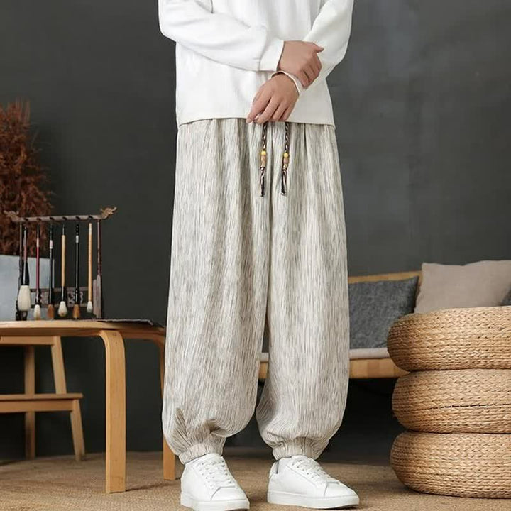 Buddha Stones Fall Casual Vintage Drawstring Solid Long Pants Men's Harem Pants With Pocket - image 20