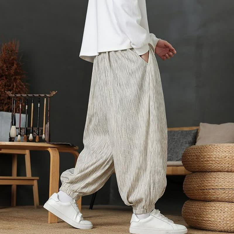 Buddha Stones Fall Casual Vintage Drawstring Solid Long Pants Men's Harem Pants With Pocket - image 23