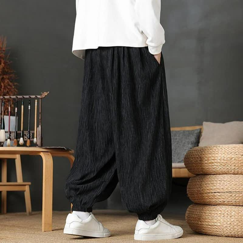 Buddha Stones Fall Casual Vintage Drawstring Solid Long Pants Men's Harem Pants With Pocket - image 18