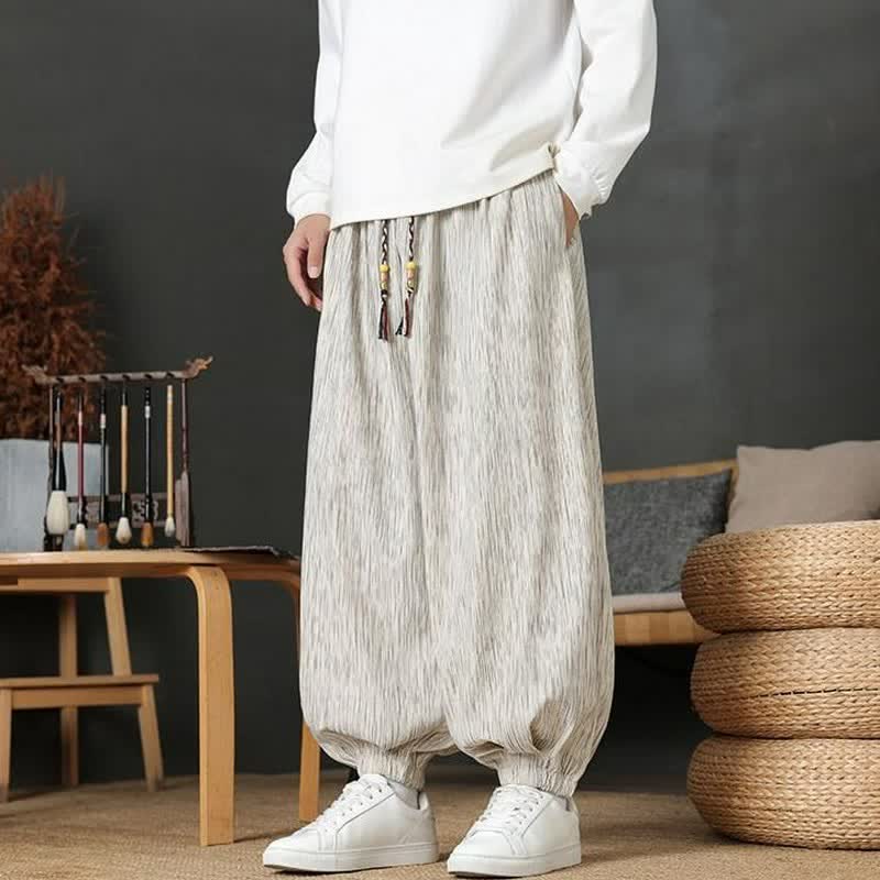 Buddha Stones Fall Casual Vintage Drawstring Solid Long Pants Men's Harem Pants With Pocket - image 21