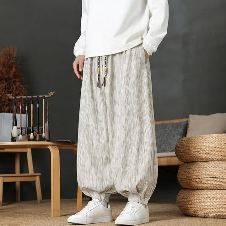 Buddha Stones Fall Casual Vintage Drawstring Solid Long Pants Men's Harem Pants With Pocket - image 21