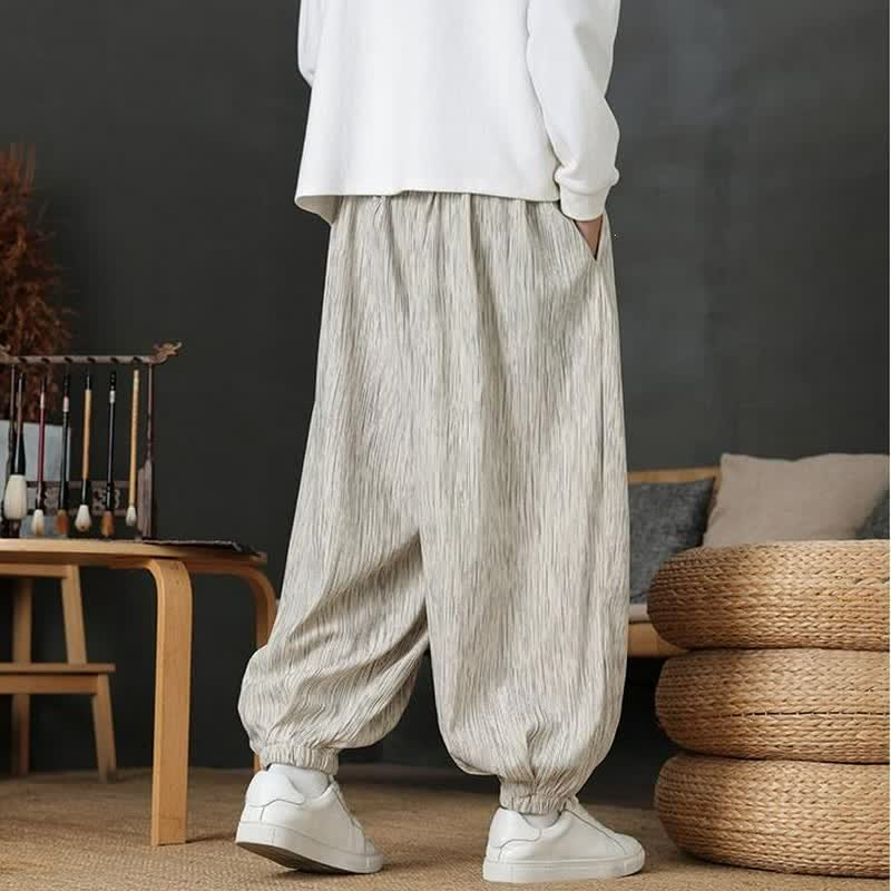 Buddha Stones Fall Casual Vintage Drawstring Solid Long Pants Men's Harem Pants With Pocket - image 24