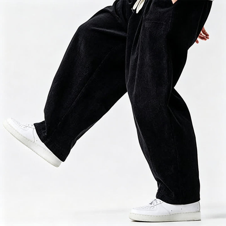 Buddha Stones Fall Winter Casual Vintage Drawstring Solid Long Pants Men's Tapered Pants With Pocket - image 18