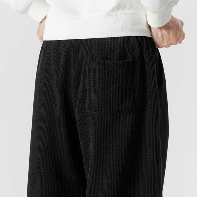 Buddha Stones Fall Winter Casual Drawstring Solid Corduroy Long Pants Men's Wide Leg Pants With Pocket - image 25