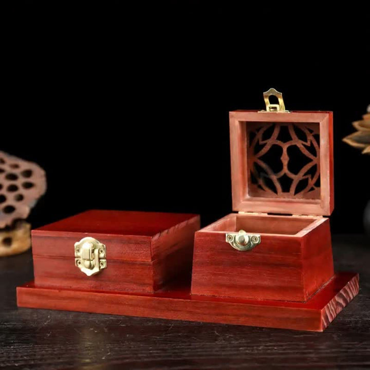 Buddha Stones Natural Wood Square Ritual Box Purification Incense Burner - Square - image 13