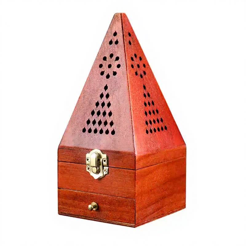 Buddha Stones Natural Wood Square Ritual Box Purification Incense Burner - image 2