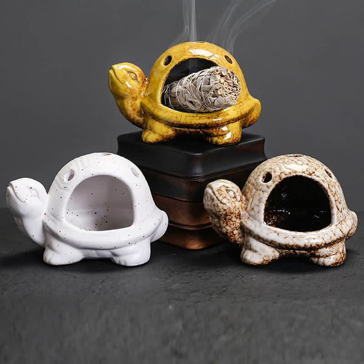 Buddha Stones Ceramic Turtle Endurance Incense Burner - image 18