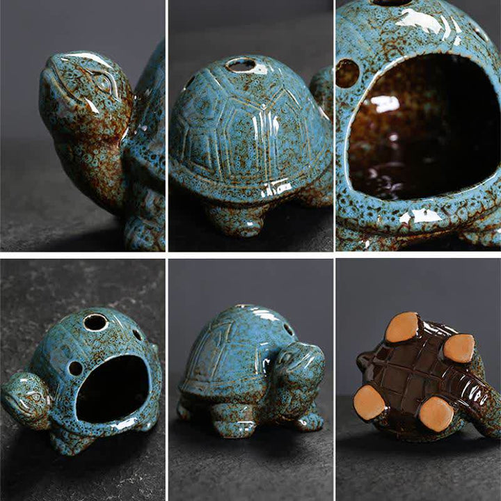Buddha Stones Ceramic Turtle Endurance Incense Burner - image 2
