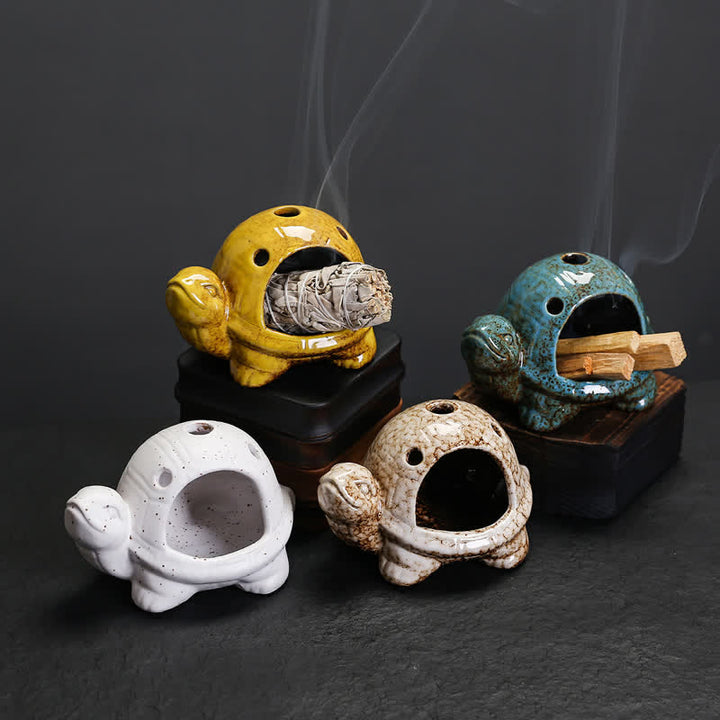 Buddha Stones Ceramic Turtle Endurance Incense Burner - image 21