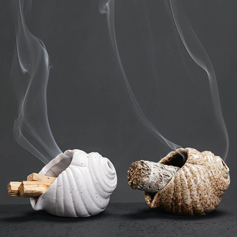 Buddha Stones Ceramic Shankha Purification Conch Shell Incense Burners - image 17