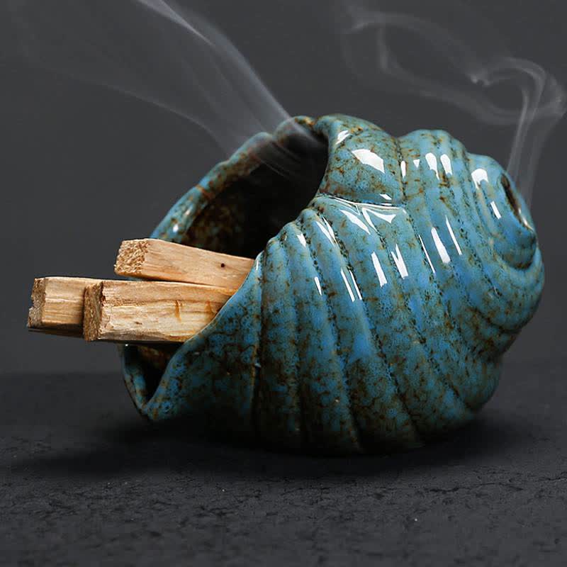 Buddha Stones Ceramic Shankha Purification Conch Shell Incense Burners - image 4