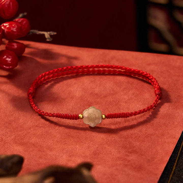 Buddha Stones Natural Hetian Jade Peach Blossom Love Bead Bracelet - image 1