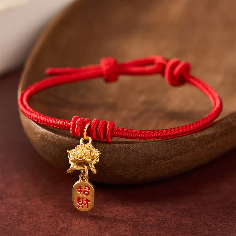 Buddha Stones Copper Pi Xiu Fu Character Red String Wealth Bracelet - Red - 6.7–7.5 in/17–19 cm - image 0