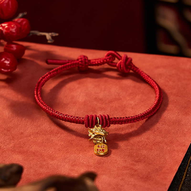 Buddha Stones Copper Pi Xiu Fu Character Red String Wealth Bracelet - image 13
