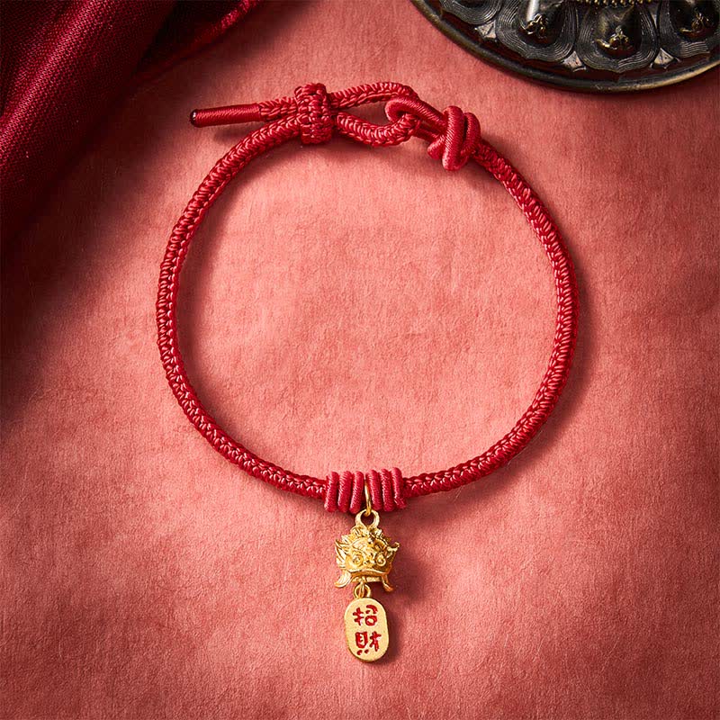 Buddha Stones Copper Pi Xiu Fu Character Red String Wealth Bracelet - DarkRed - 6.7–7.5 in/17–19 cm - image 11