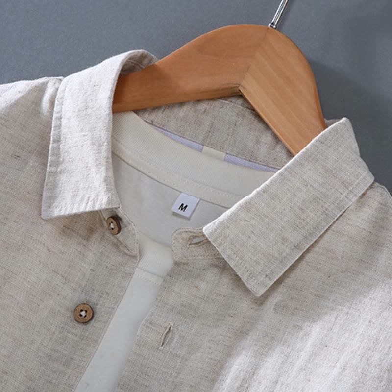 Buddha Stones Spring Fall Casual Minimalist Button-Up Long Sleeve Shirt Drawstring Pants Solid Men's Meditation Cloth With Pocket - image 4